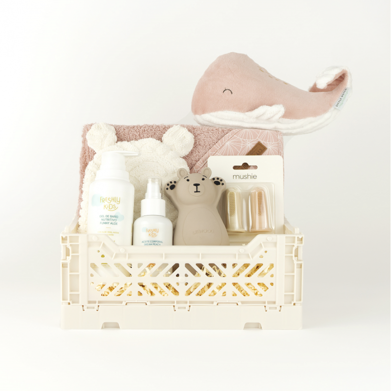 Cesta regalo Baby Bath Premium - rosa
