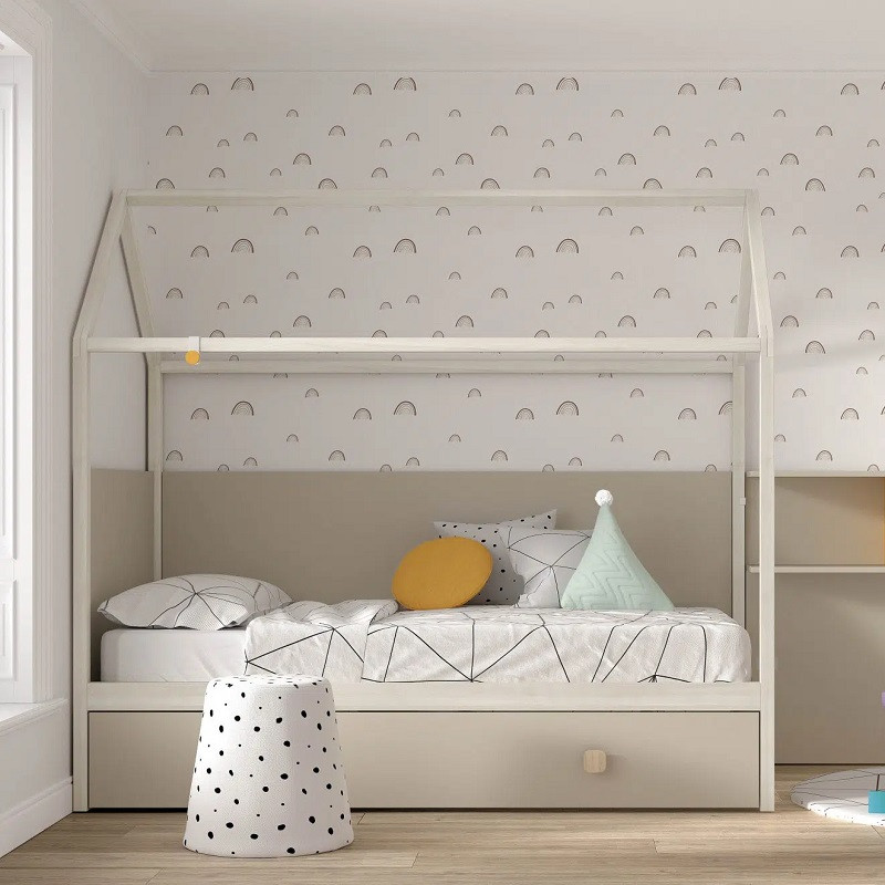 Cama nido infantil en Madrid  Muebles Valencia® Acabado A Blanco - RosMini  Base Acabado B Violana - RosMini Laca