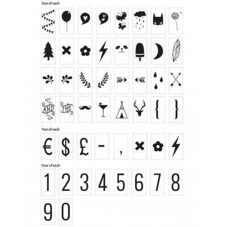 Set de símbolos y números adicionales para el lighbox