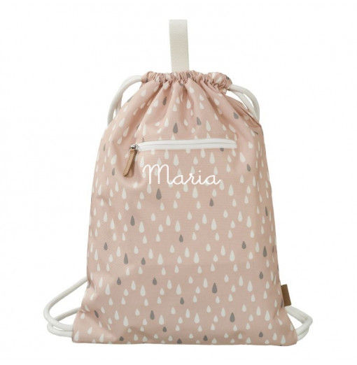 Mochila saco gotas rosa -...