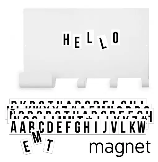 Colgador con tablero magnético y letras en b/n - Tresxics