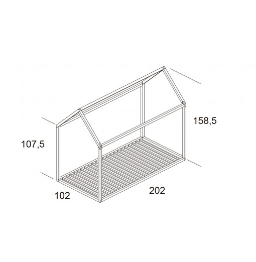 Estructura casita de madera de haya en blanco para cama 90 x 190 - Muebles Ros