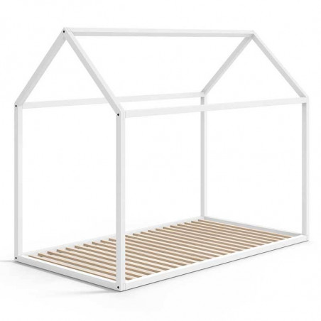 Estructura casita de madera de haya en blanco para cama 90 x 190 - Muebles Ros