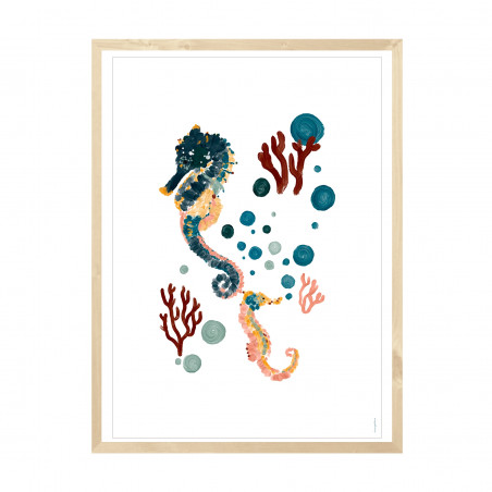 Lámina "Seahorses Coral & Bubbles" - Amayadeeme