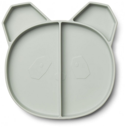 Plato con compartimentos silicona panda mint - Liewood