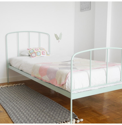 Cama infantil 90 x 190 cabecero terciopelo rosa MOANA