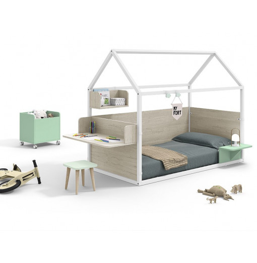 Cama montessori casita de madera B lanco